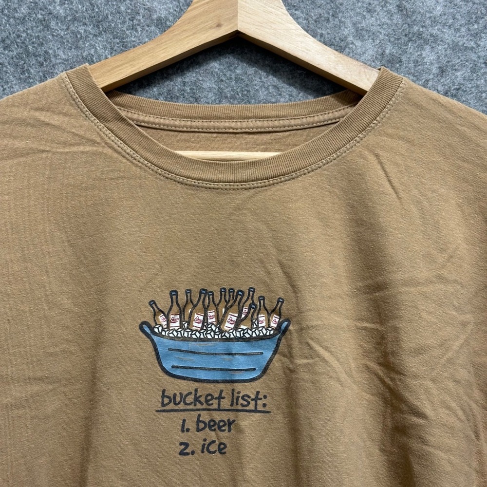 Positivitees Long Sleeve Shirt Mens 2XL Brown Beer Bucket‎ List Graphic Tee